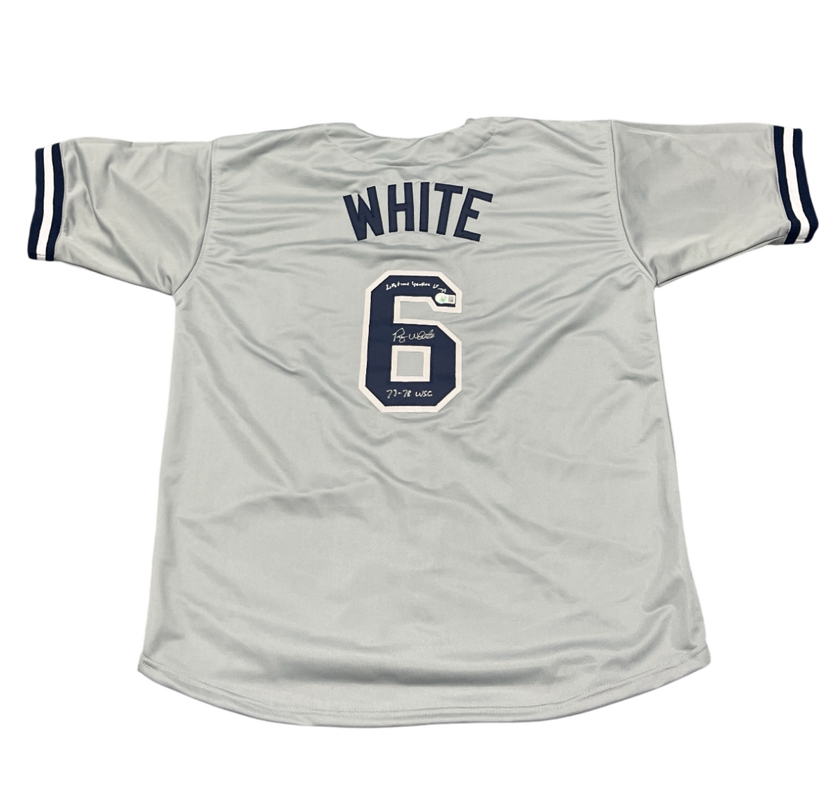 Roy White Signed Yankees Custom Jersey Lifetime Yankee & 77-78 WSC Beckett COA-Powers Sports Memorabilia