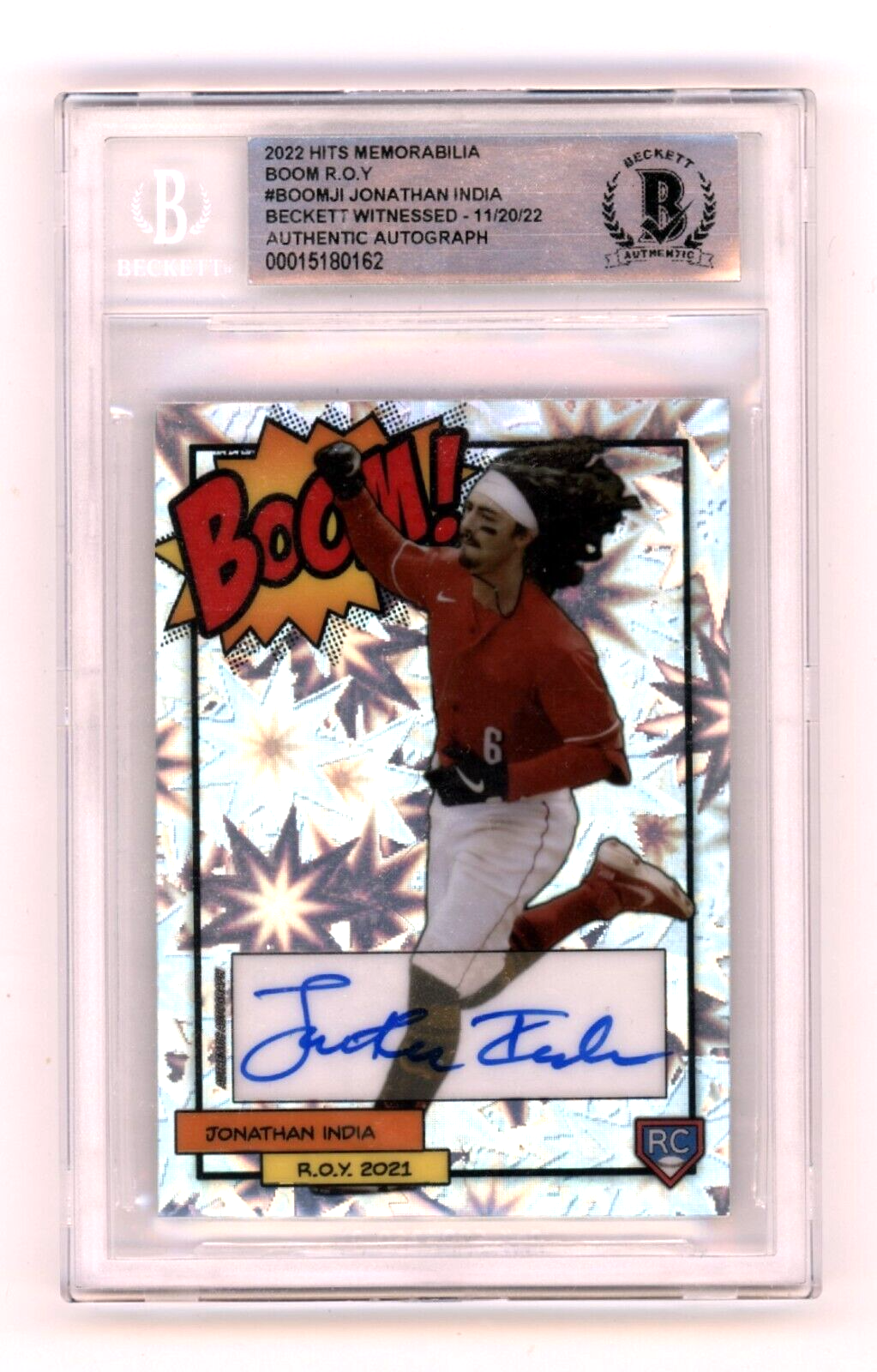 Jonathan India 2022 Hits Memorabilia BOOM Silver #/6 RC Signed BGS BAS Auto Reds-Powers Sports Memorabilia