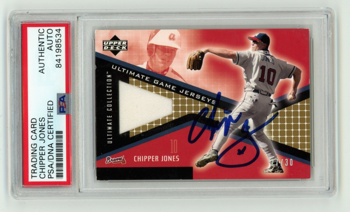 Chipper Jones 2002 Upper Deck Ultimate Collection Patch Signed Auto /30 PSA Auto-Powers Sports Memorabilia