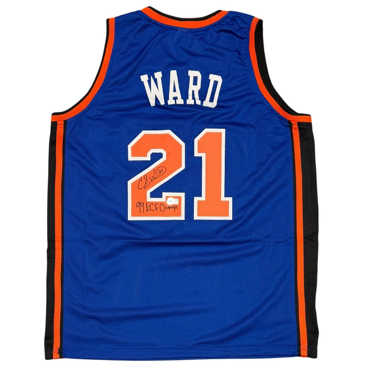 Charlie Ward Signed Knicks Custom Jersey w/ 99 ECF Champs Beckett Witness Authenticated-Powers Sports Memorabilia