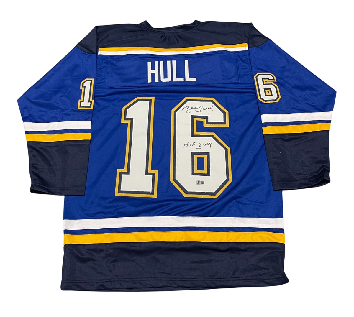 Brett Hull Signed Auto Custom Jersey w/ HOF 2009 Beckett Witness Authenticated-Powers Sports Memorabilia