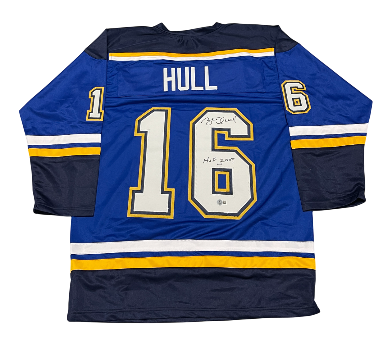 Brett Hull Signed Auto Custom Jersey w/ HOF 2009 Beckett Witness Authenticated-Powers Sports Memorabilia