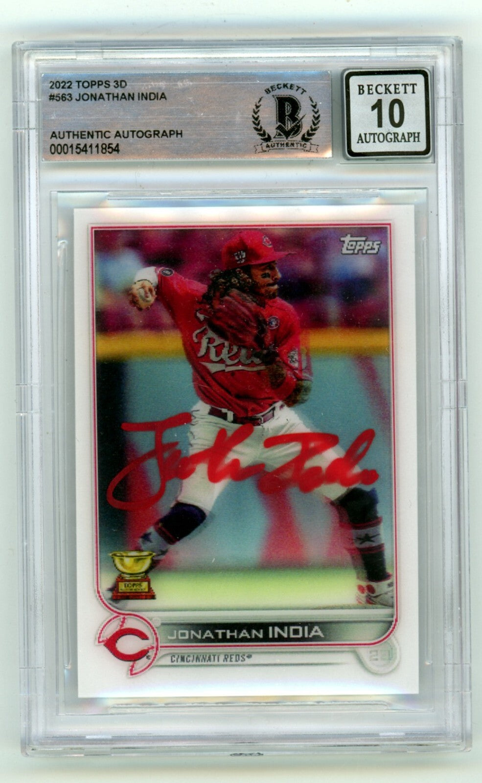 Jonathan India 2022 Topps 3D #563 Signed Beckett BGS 10 Auto Kansas City Royals-Powers Sports Memorabilia