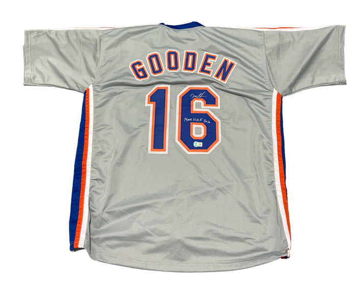 Doc Gooden Signed New York Mets Custom Jersey w/ Mets HOF 2010 Beckett W BAS COA-Powers Sports Memorabilia