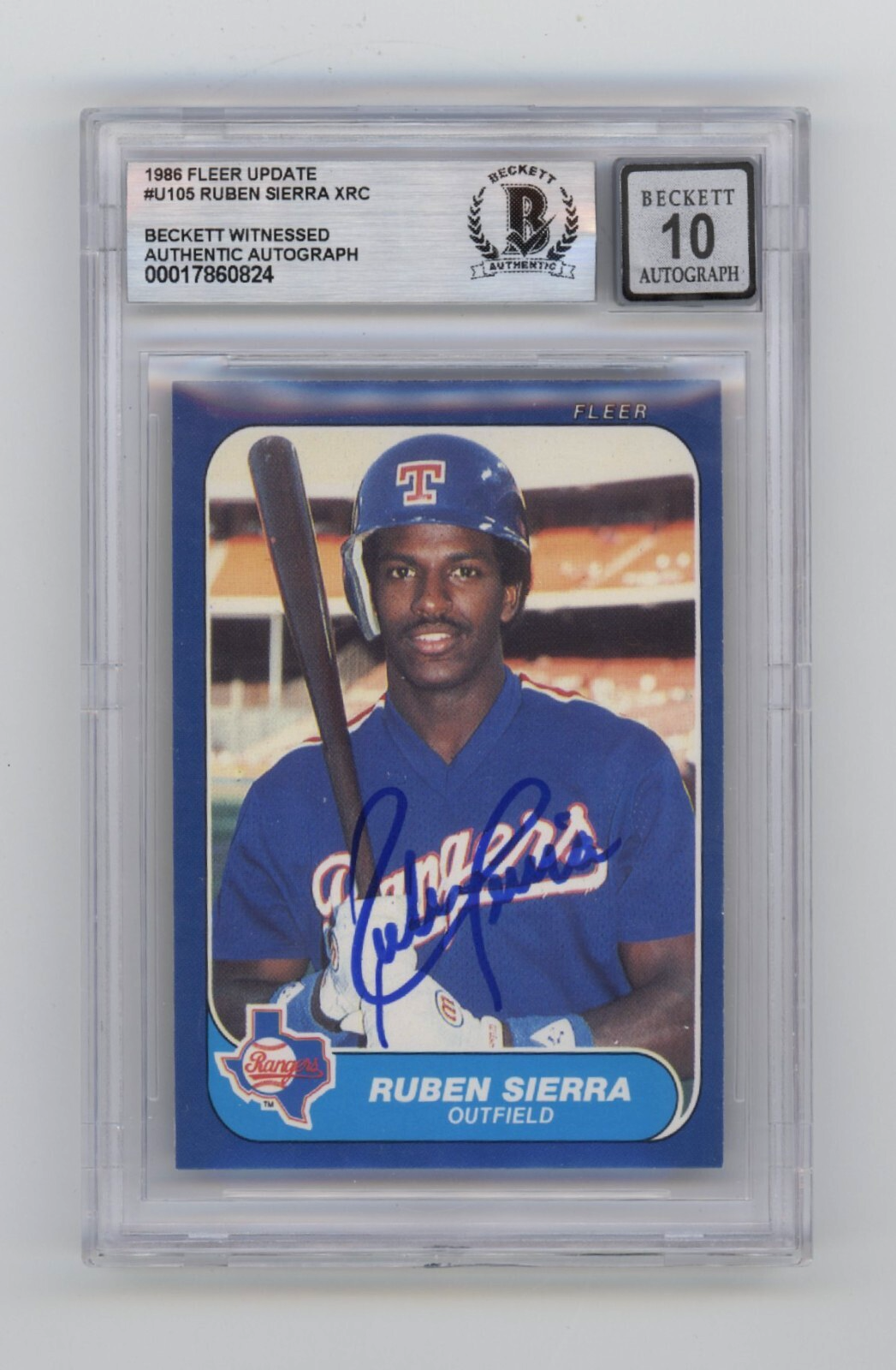 Ruben Sierra 1986 Fleer Update #U105 RC Signed Beckett BGS 10 Auto Rangers-Powers Sports Memorabilia