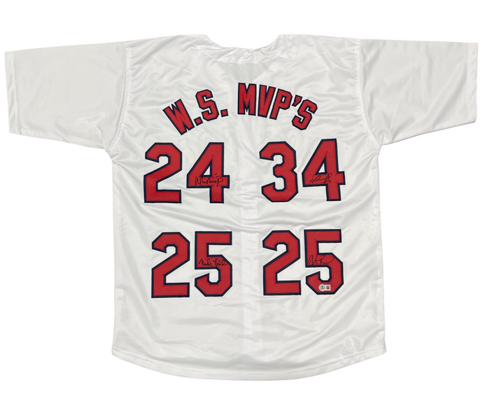 Ramirez Ortiz Lowell Pearce Signed Red Sox WS MVP Custom Jersey Beckett BAS COA-Powers Sports Memorabilia