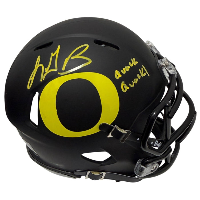 LeGarrette Blount Signed Oregon Ducks Mini Helmet w/ Quack Quack! JSA Witness Authenticated-Powers Sports Memorabilia