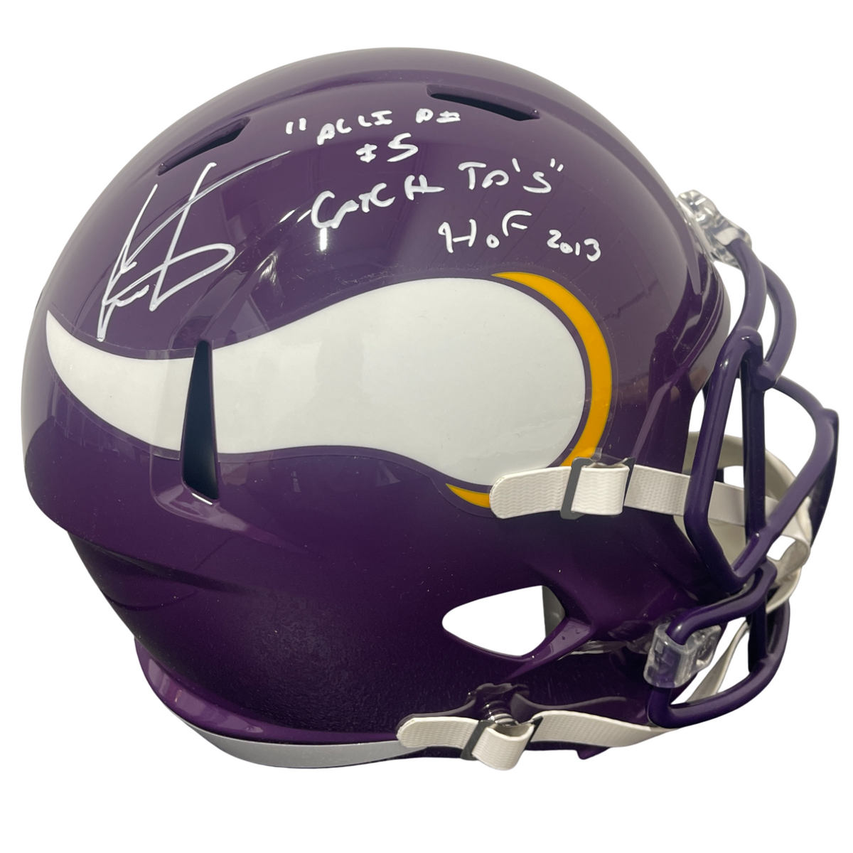 Cris Carter Signed Vikings TB Full Size FS Helmet w/ HOF + TDs Beckett W Beckett Authenticated-Powers Sports Memorabilia