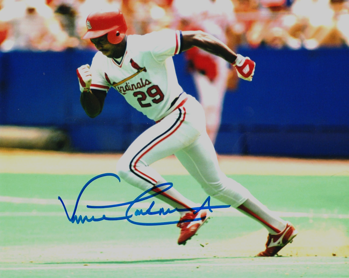 Vince Coleman Signed St Louis Cardinals 8x10 Photo LSCM Authenticated #3-Powers Sports Memorabilia