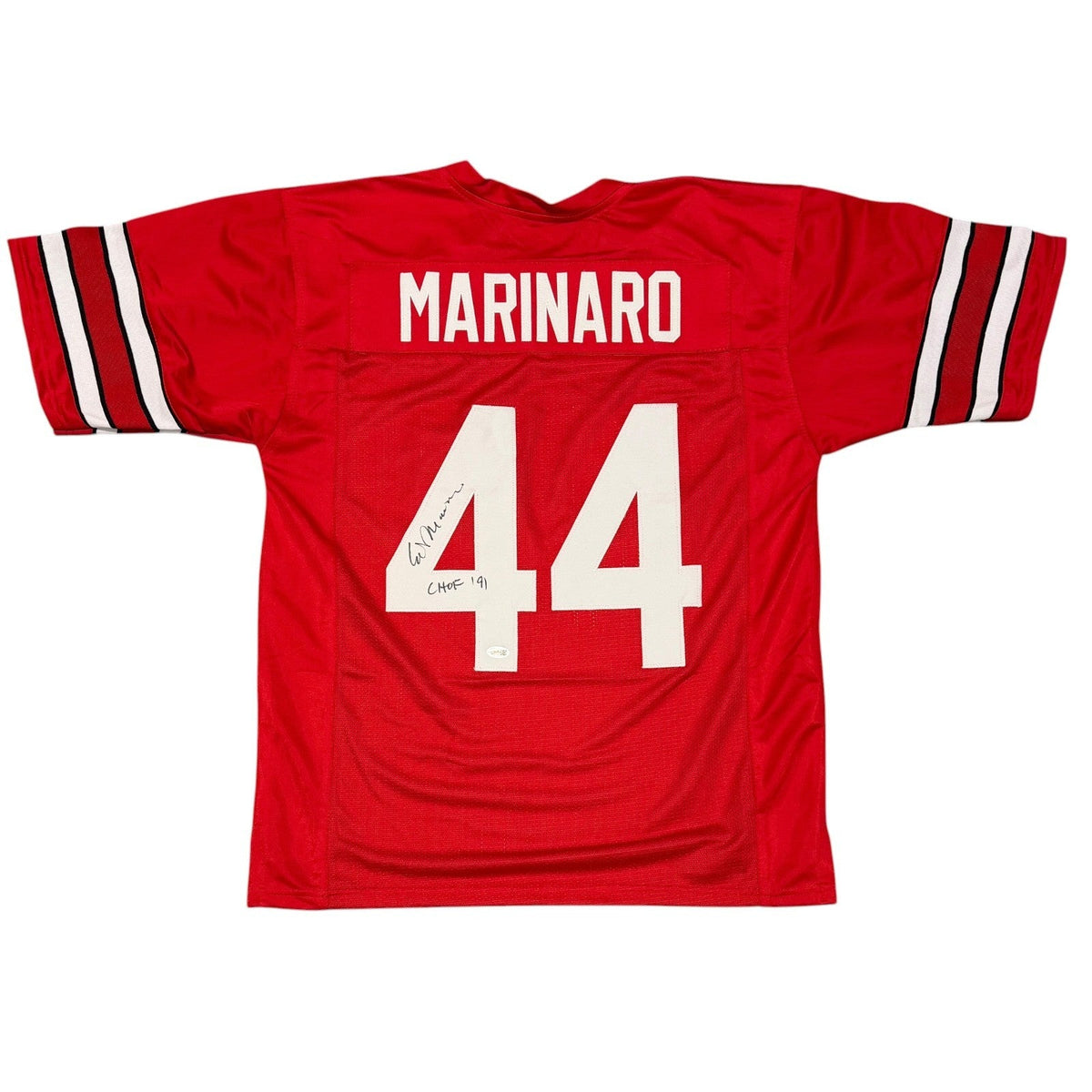 Ed Marinaro Signed Cornell Big Red Custom Jersey w/ CHOF 91 JSA Witness COA-Powers Sports Memorabilia