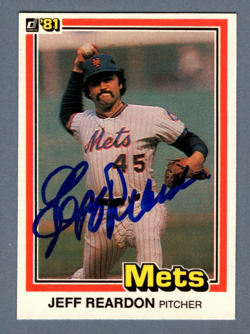 Jeff Reardon Signed 1981 Donruss Baseball #156 Rookie RC LSCM Authenticated New York Mets-Powers Sports Memorabilia