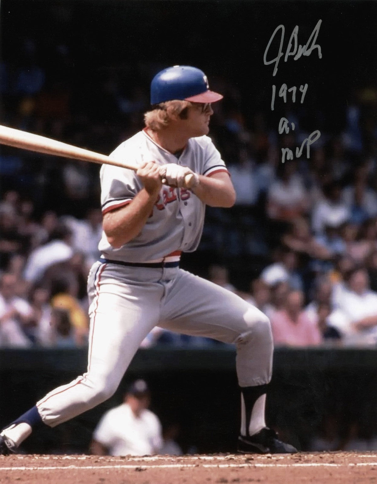 Jeff Burroughs Signed Texas Rangers 8x10 Photo w/ 1974 AL MVP LSCM Authenticated-Powers Sports Memorabilia