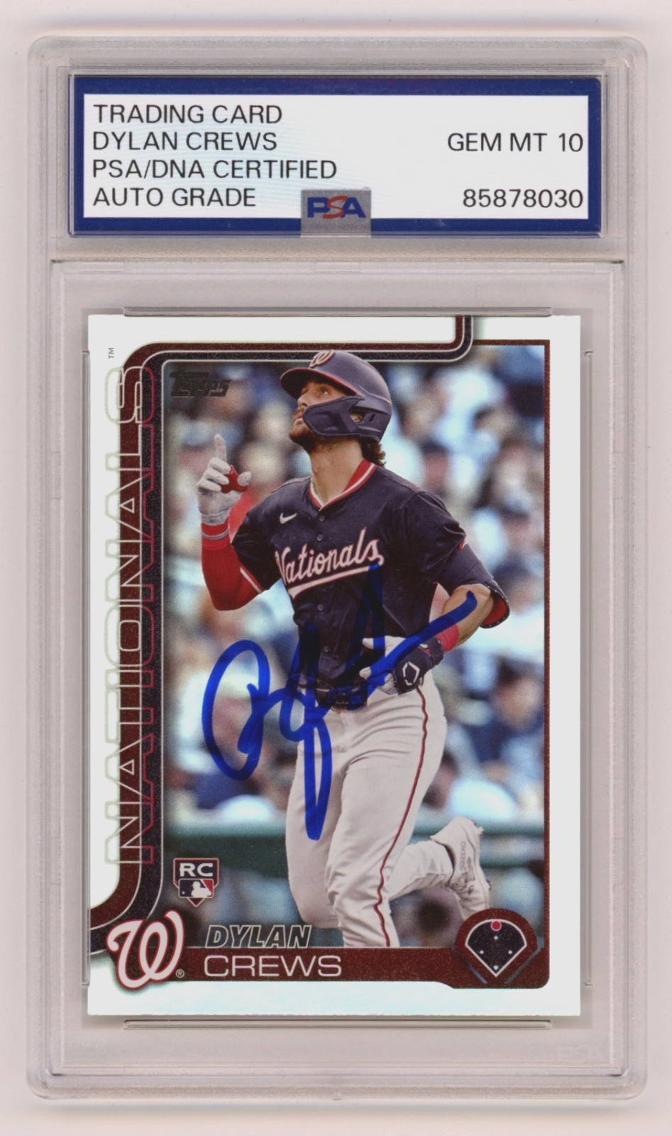 Dylan Crews 2025 Topps Series 1 #74 Rainbow Foil Signed Rookie RC PSA 10 Auto-Powers Sports Memorabilia