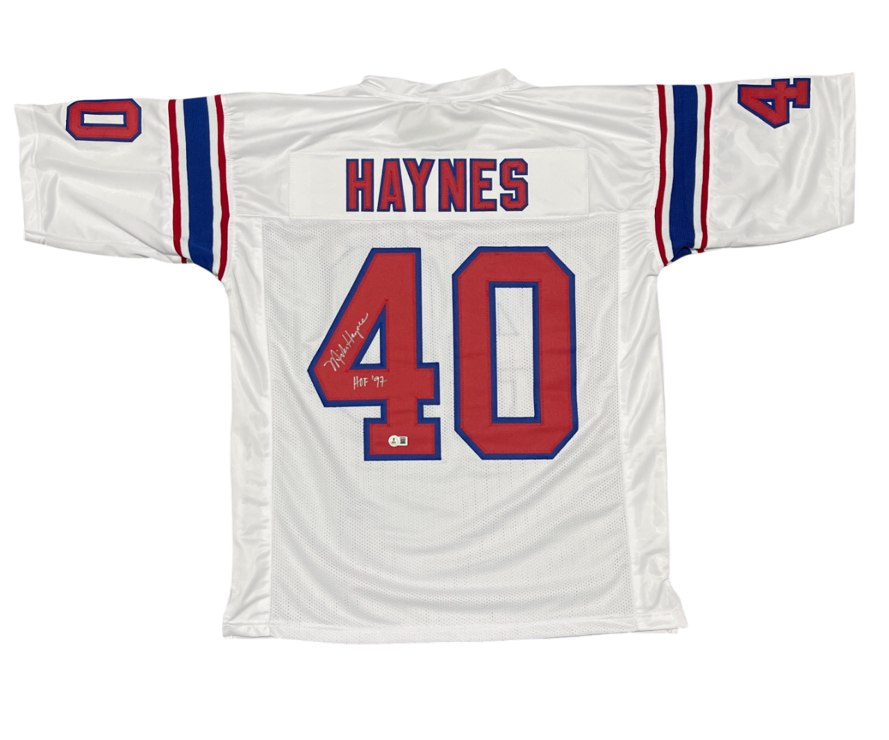 Mike Haynes Signed Custom Jersey w/ HOF 97 Beckett Witness Authenticated-Powers Sports Memorabilia