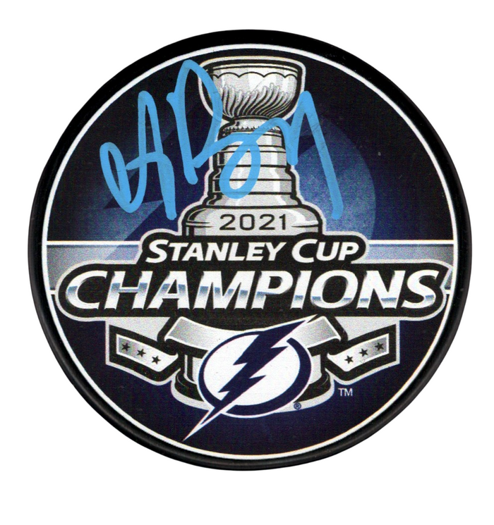 Andrei Vasilevskiy Signed Tampa Bay Lightning 2021 Stanley Cup Logo Puck JSA Authenticated-Powers Sports Memorabilia