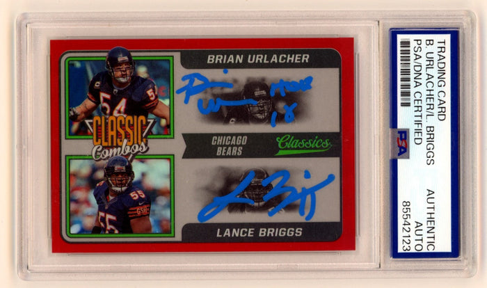 Brian Urlacher Lance Briggs 2021 Panini Classic Combos Red #/50 Signed PSA Auto-Powers Sports Memorabilia