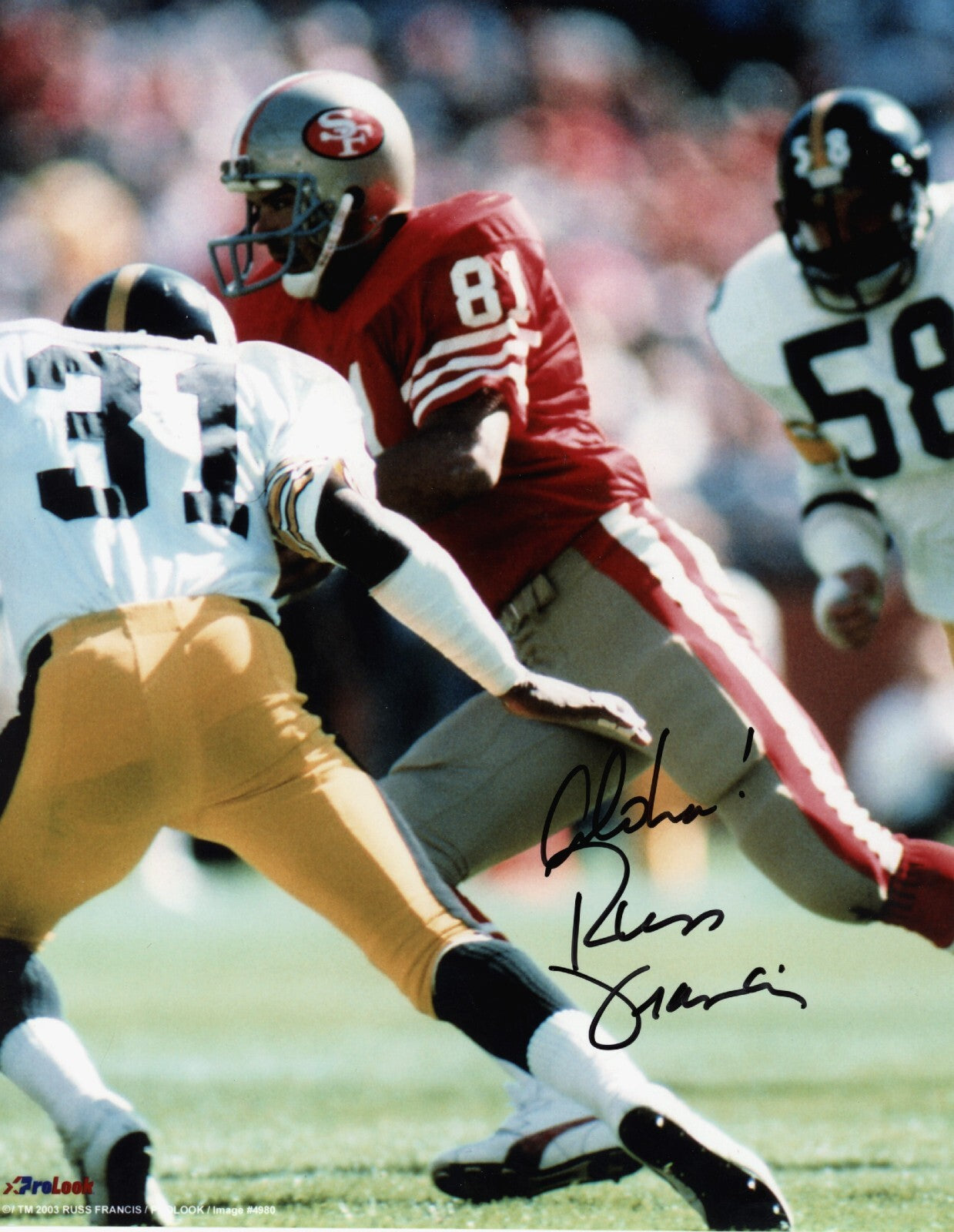 Russ Francis Signed San Francisco 49ers 8x10 Photo w/ Aloha LSCM Authenticated #2-Powers Sports Memorabilia
