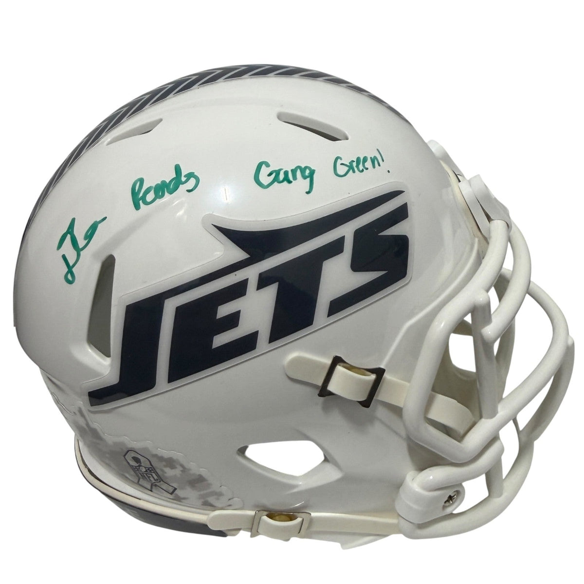 D'Angelo Ponds Signed New York Jets Salute Mini Helmet w/ Gang Green JSA Wit COA-Powers Sports Memorabilia