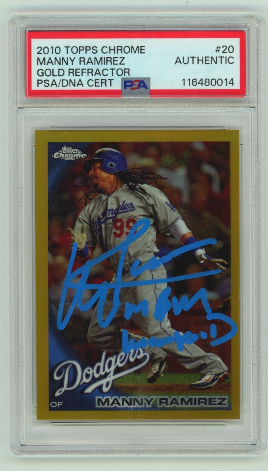 Manny Ramirez 2010 Topps Chrome Signed Gold Refractor /50 MBM Mannywood PSA Auto-Powers Sports Memorabilia