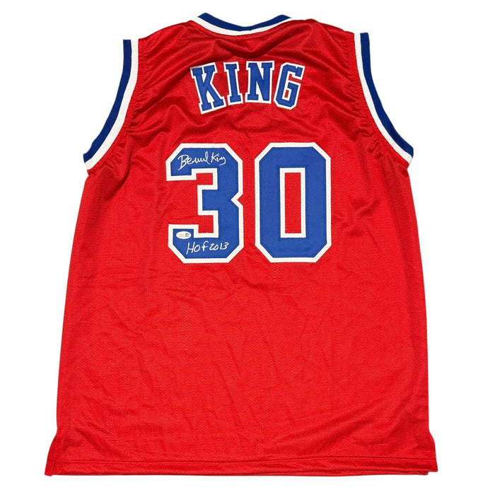 Bernard King Signed Custom Jersey w/ HOF 2013 JSA Witness Authenticated - Red Jersey-Powers Sports Memorabilia