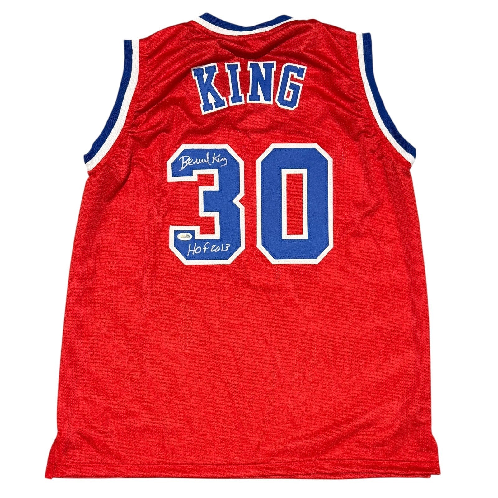 Bernard King Signed Custom Jersey w/ HOF 2013 JSA Witness Authenticated - Red Jersey-Powers Sports Memorabilia