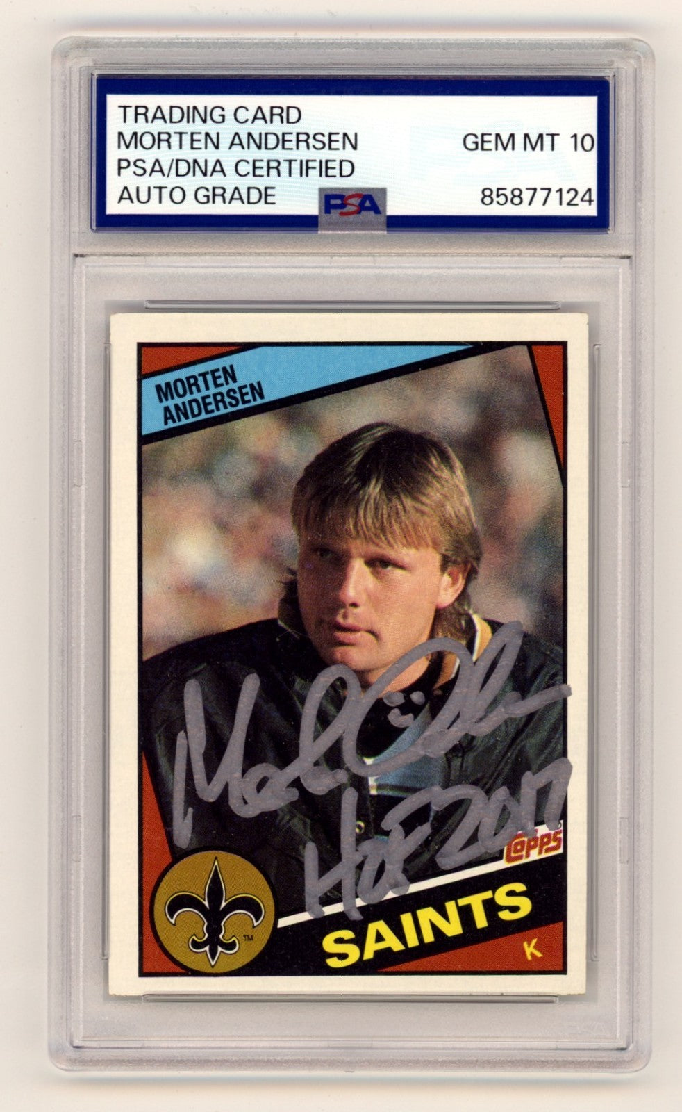 Morten Andersen 1984 Topps #300 Signed Auto Rookie RC w/ HOF 2017 PSA 10 Auto-Powers Sports Memorabilia