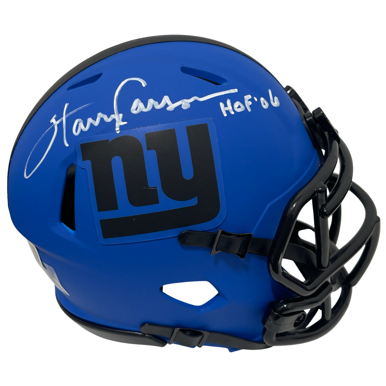 Harry Carson Signed Giants Rave Mini Helmet w/ HOF 06 Beckett Witness Authenticated-Powers Sports Memorabilia