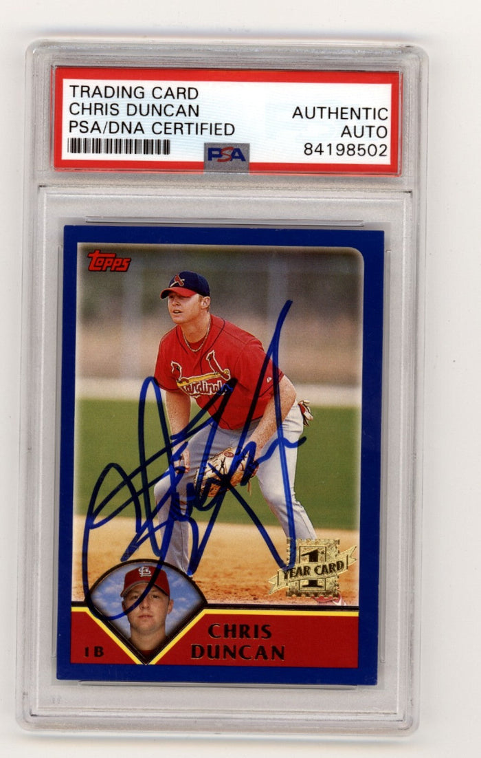 Chris Duncan 2002 Topps #292 1st Year Card Rookie RC Signed PSA/DNA Authenticated-Powers Sports Memorabilia
