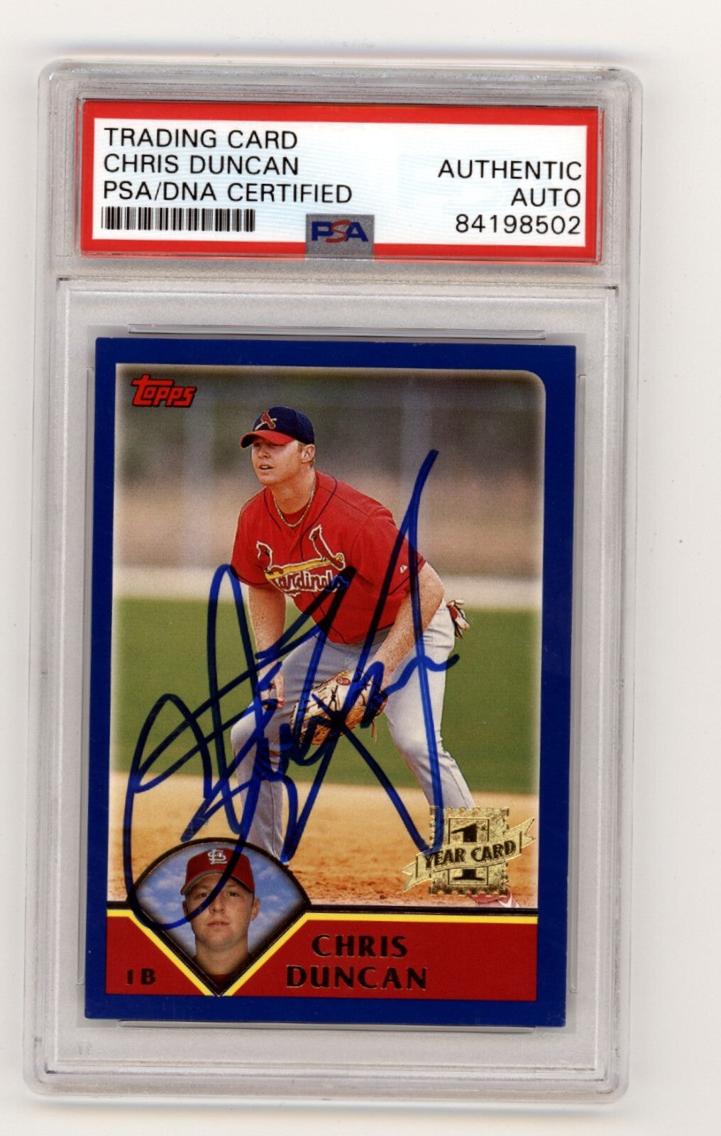 Chris Duncan 2002 Topps #292 1st Year Card Rookie RC Signed PSA/DNA Authenticated-Powers Sports Memorabilia