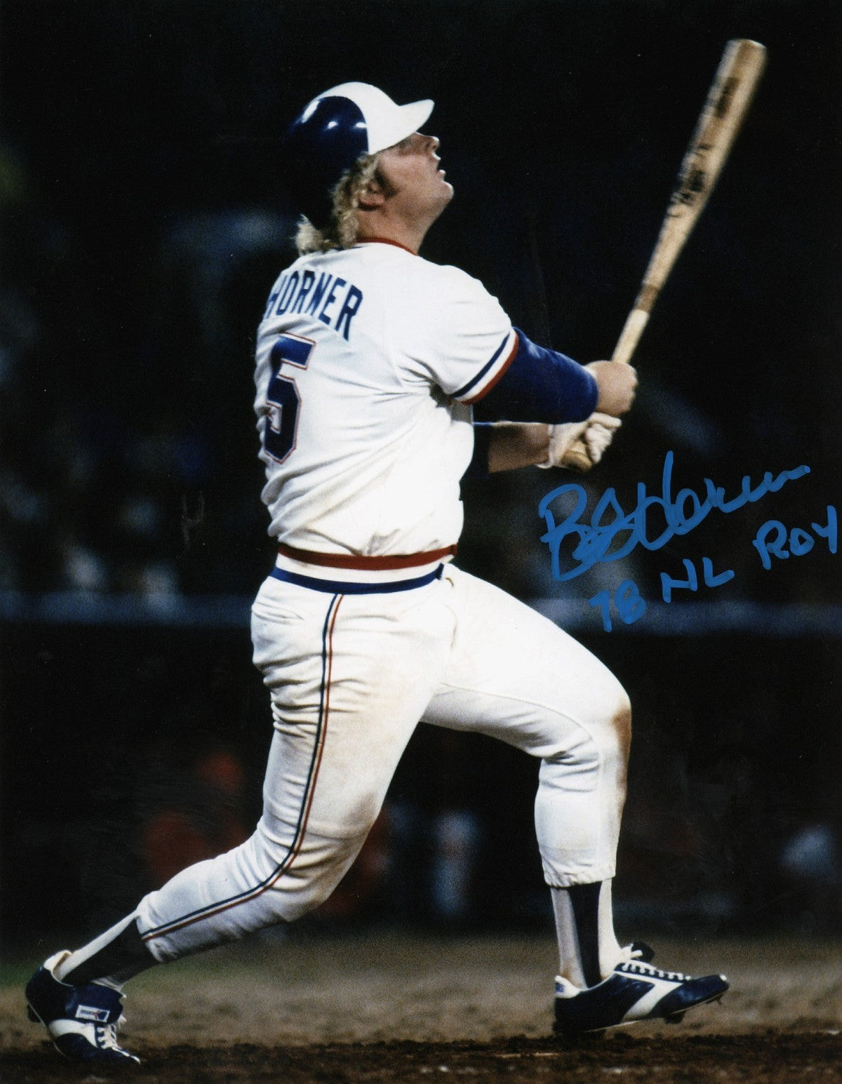 Bob Horner Signed Atlanta Braves 8x10 Photo w/ 78 NL ROY LSCM Authenticated-Powers Sports Memorabilia