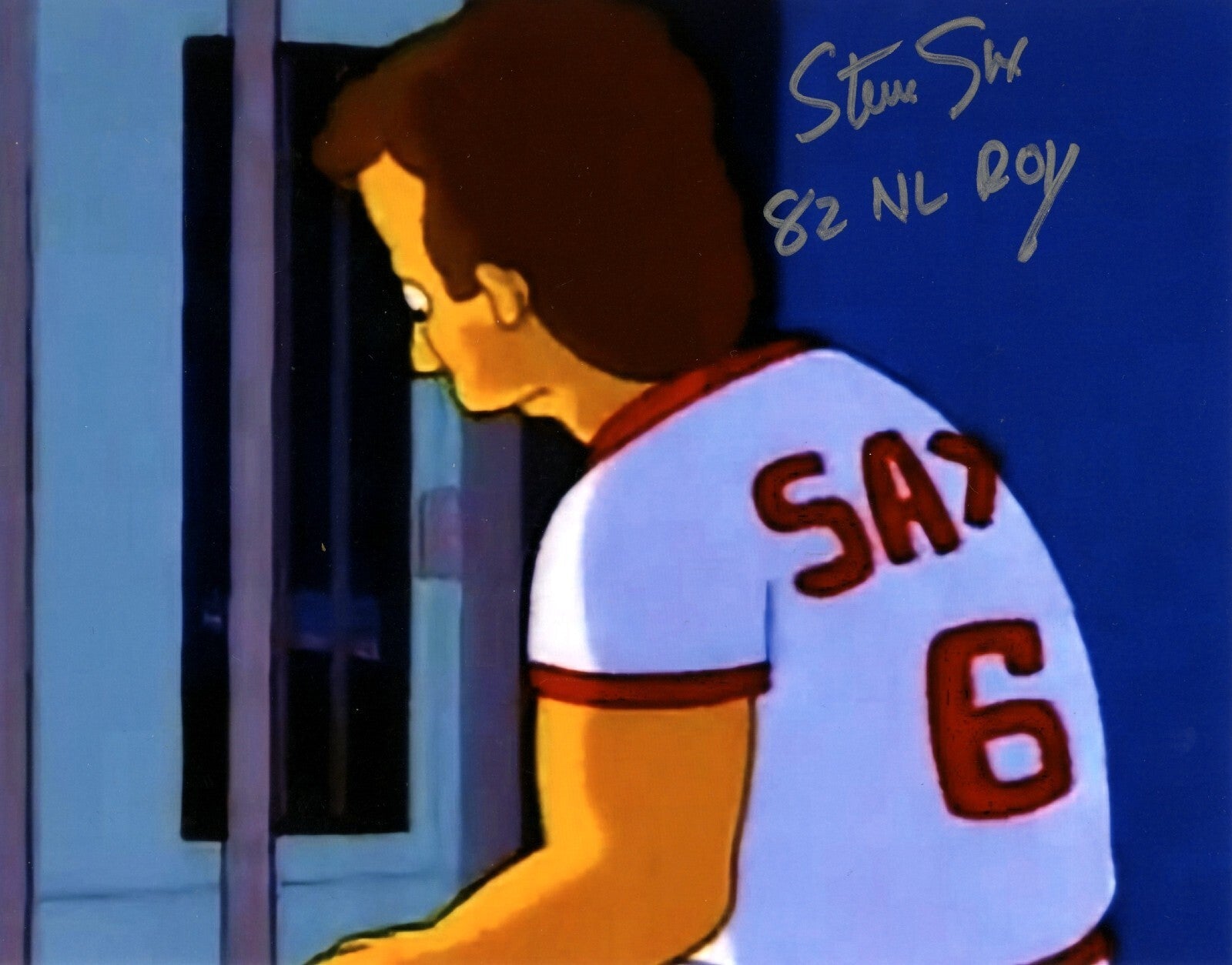 Steve Sax Signed Simpsons 8x10 Photo w/ 82 NL ROY LSCM Authenticated-Powers Sports Memorabilia