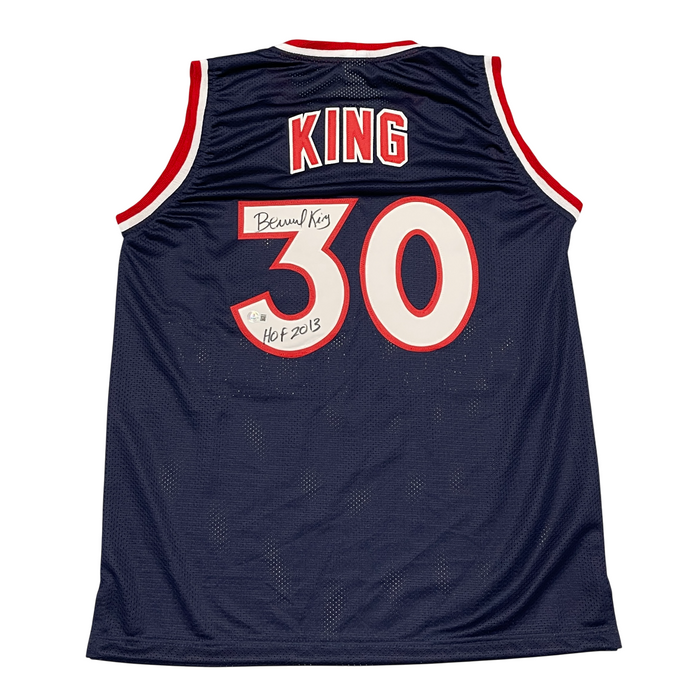 Bernard King Signed Custom Jersey w/ HOF 2013 Beckett W Beckett Authenticated - Navy Jersey-Powers Sports Memorabilia