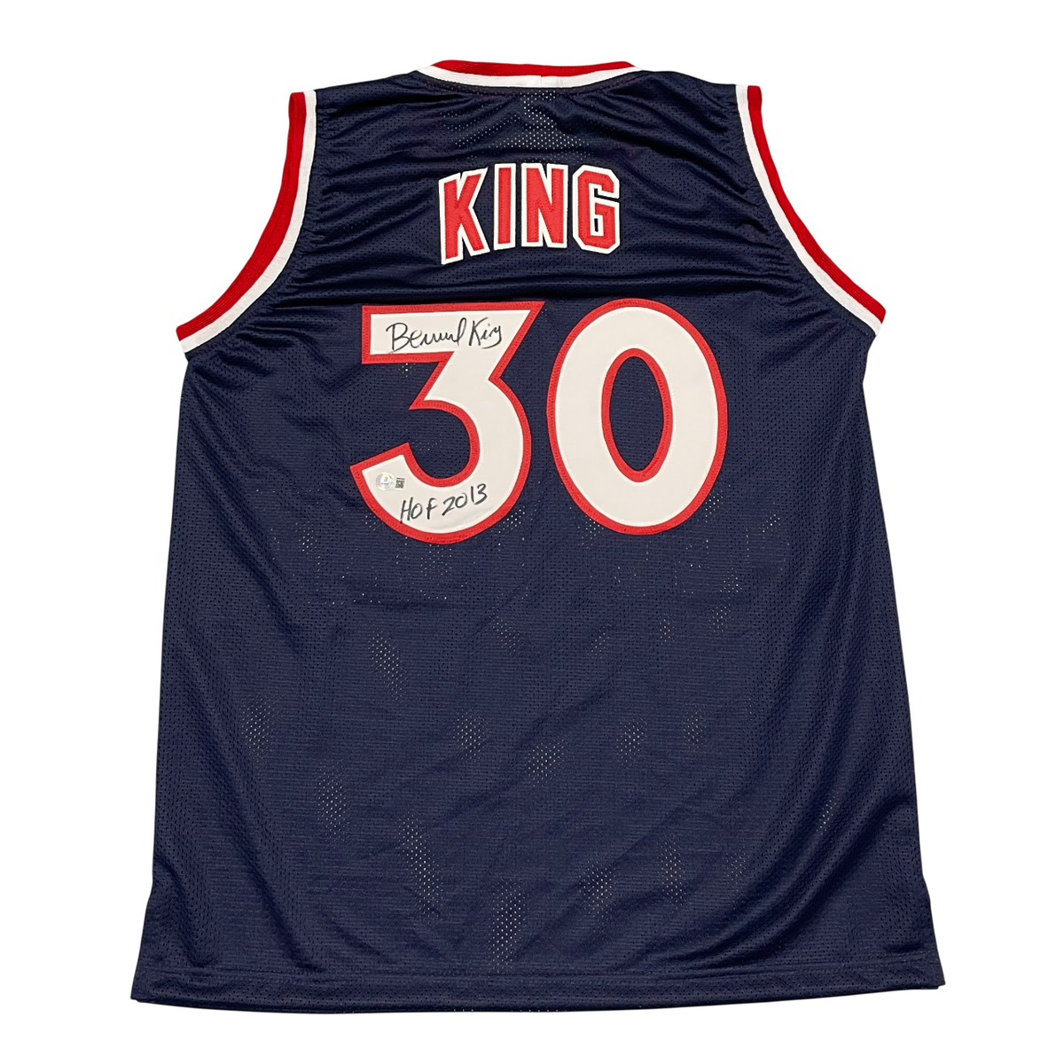 Bernard King Signed Custom Jersey w/ HOF 2013 Beckett W Beckett Authenticated - Navy Jersey-Powers Sports Memorabilia