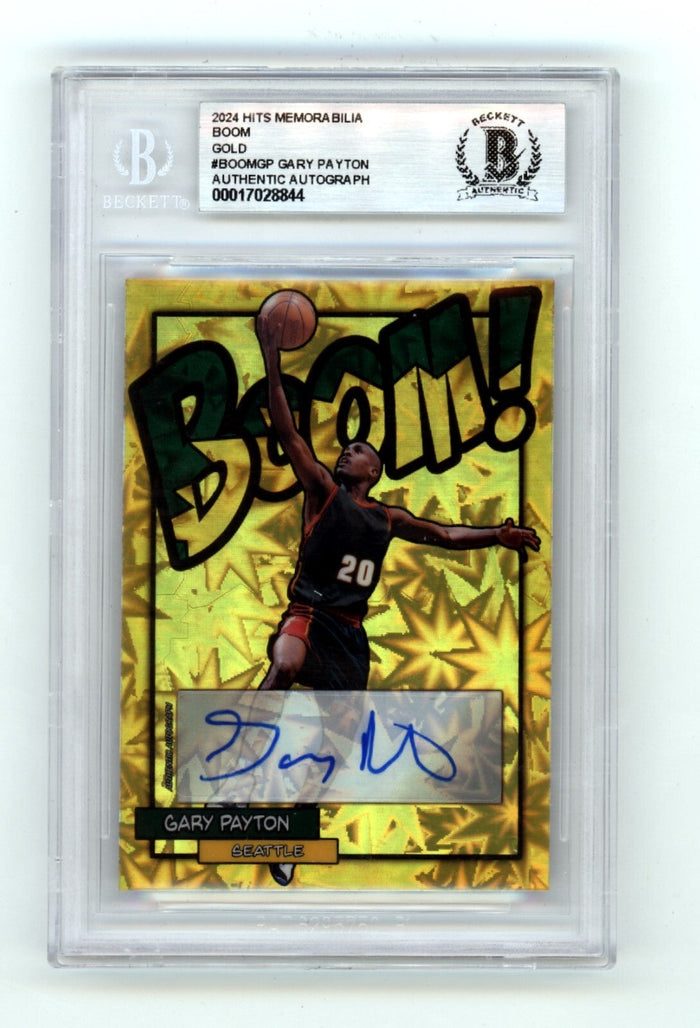 Gary Payton 2024 Hits Memorabilia BOOM Gold #/10 Signed BGS BAS Auto Sonics-Powers Sports Memorabilia