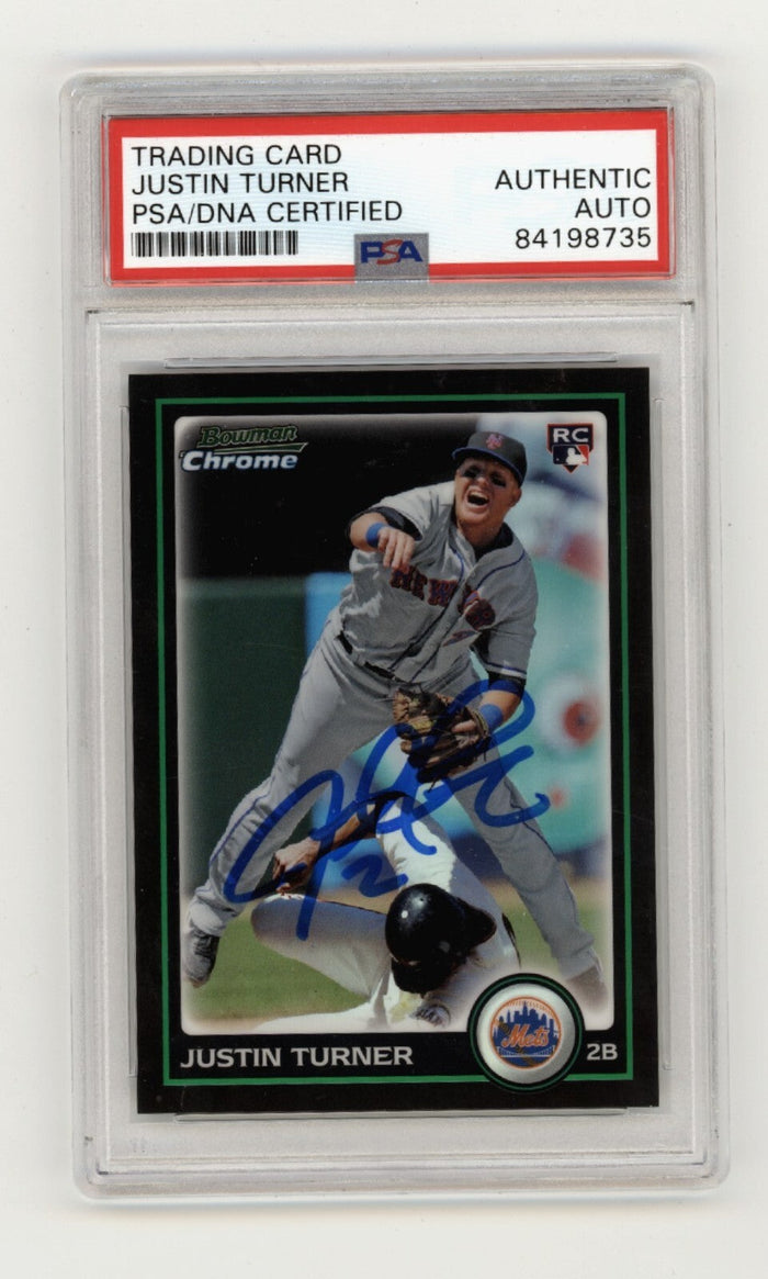 Justin Turner 2010 Bowman Chrome Refractor #BDP105 RC Signed PSA/DNA Authenticated-Powers Sports Memorabilia
