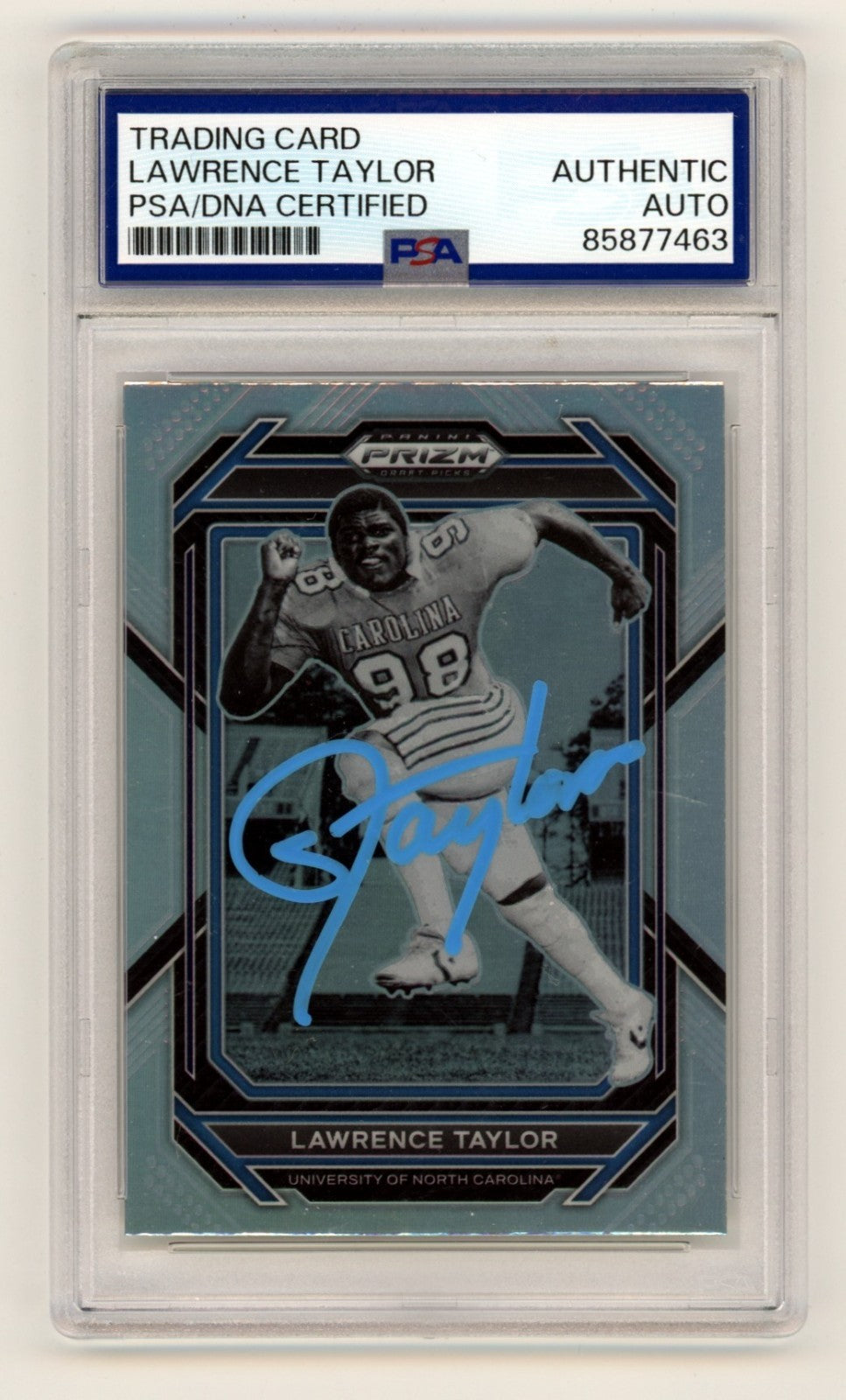 Lawrence Taylor 2023 Panini Prizm Draft Picks Silver Signed PSA/DNA Authenticated-Powers Sports Memorabilia