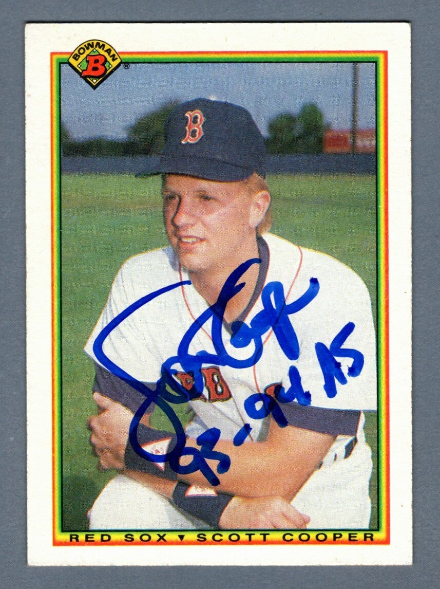 Scott Copper Signed 1990 Bowman Baseball 277 RC w/ All Star Ins LSCM Authenticated Red Sox-Powers Sports Memorabilia