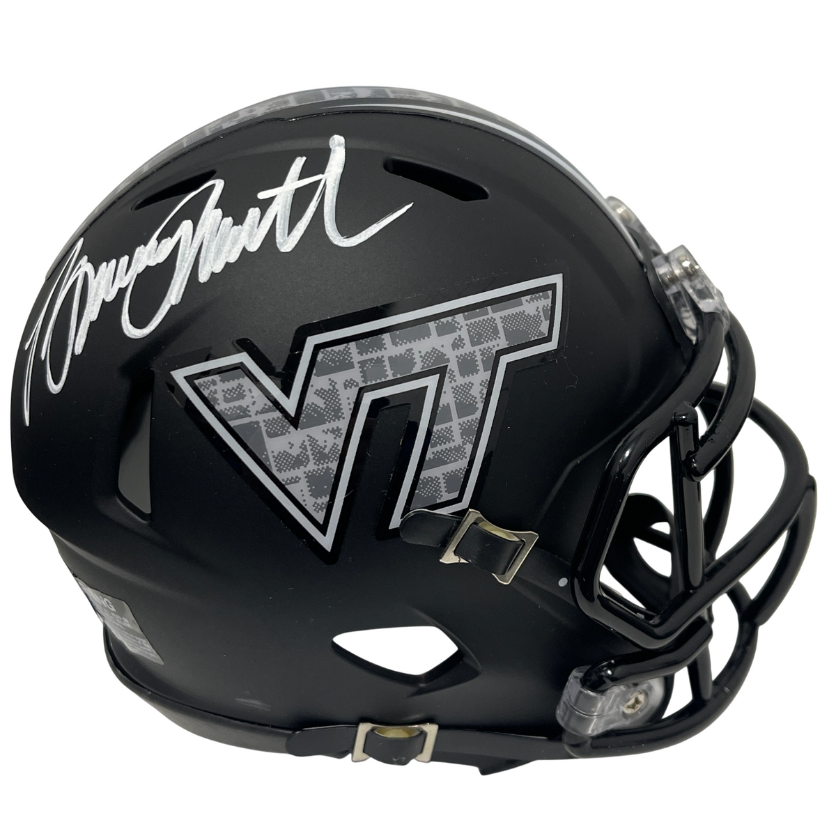 Bruce Smith Signed Virginia Tech Black Mini Helmet Beckett Witness BAS COA-Powers Sports Memorabilia