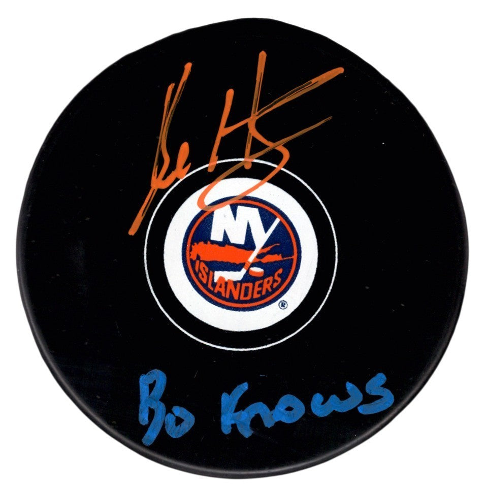 Bo Horvat Signed New York Islanders Puck w/ Bo Knows Beckett Witness BAS COA B/O-Powers Sports Memorabilia