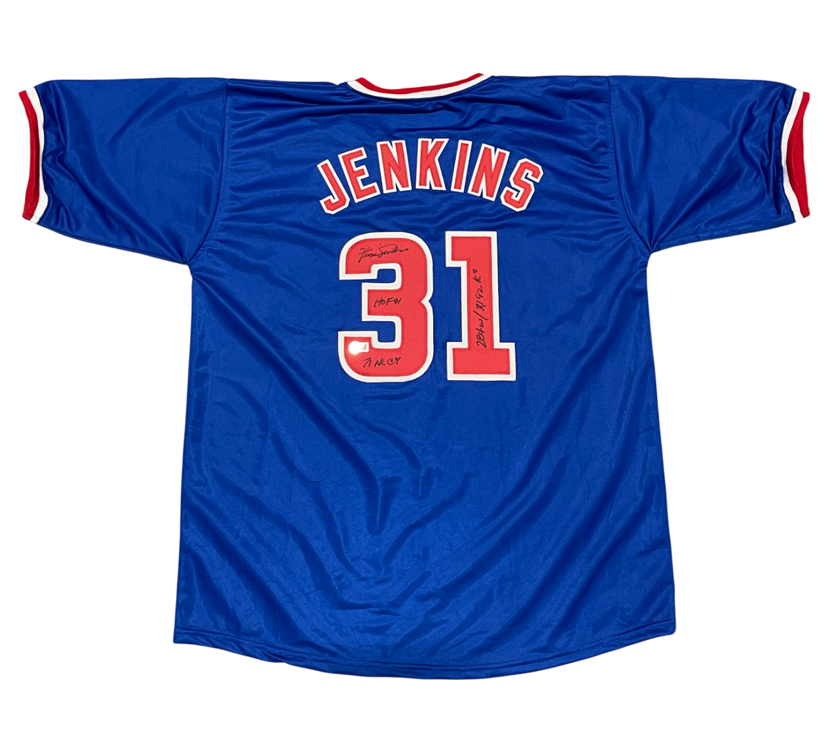Fergie Jenkins Signed Custom Jersey w 4 Ins Beckett Witness Authenticated-Powers Sports Memorabilia
