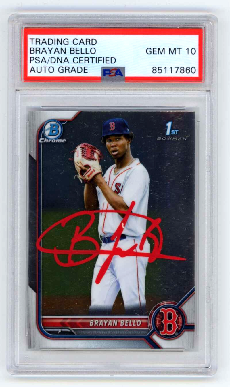 Brayan Bello 2023 Bowman Chrome BCP-107 1st RC Signed PSA 10 Auto Red Sox-Powers Sports Memorabilia
