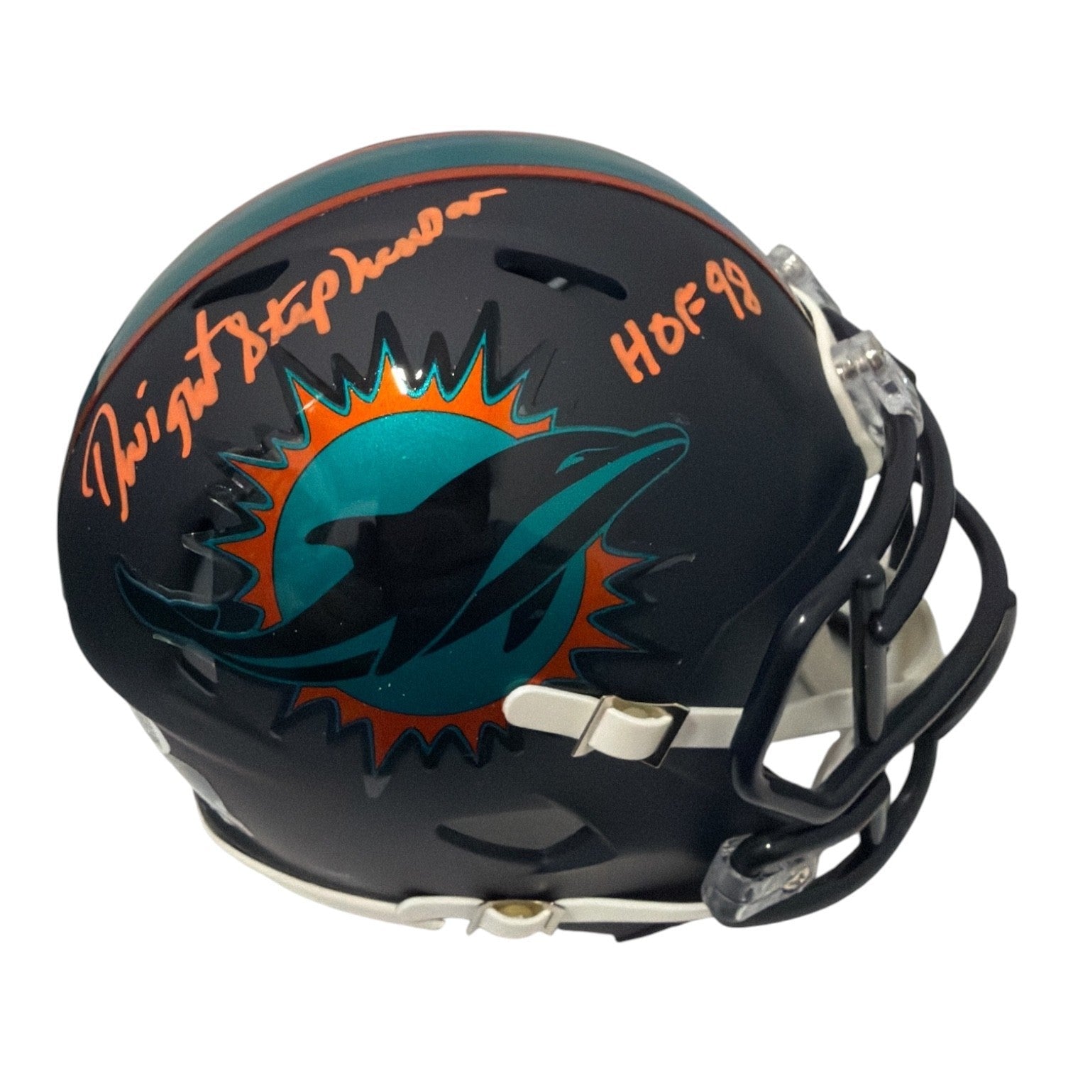 Dwight Stephenson Signed Dolphins Rivalries Mini Helmet w HOF 98 JSA Witness Authenticated-Powers Sports Memorabilia