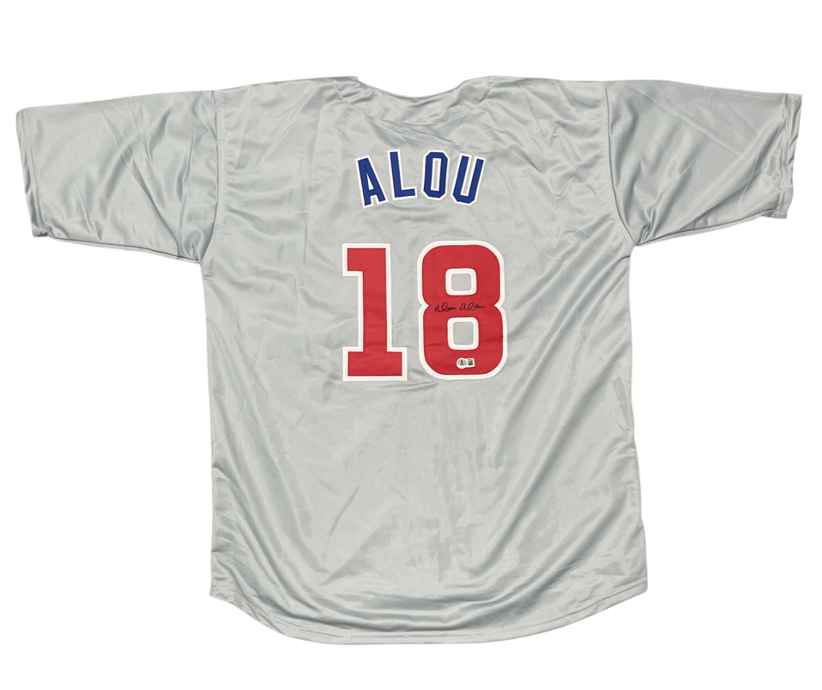 Moises Alou Signed Chicago Cubs Custom Jersey Beckett Witness BAS COA-Powers Sports Memorabilia