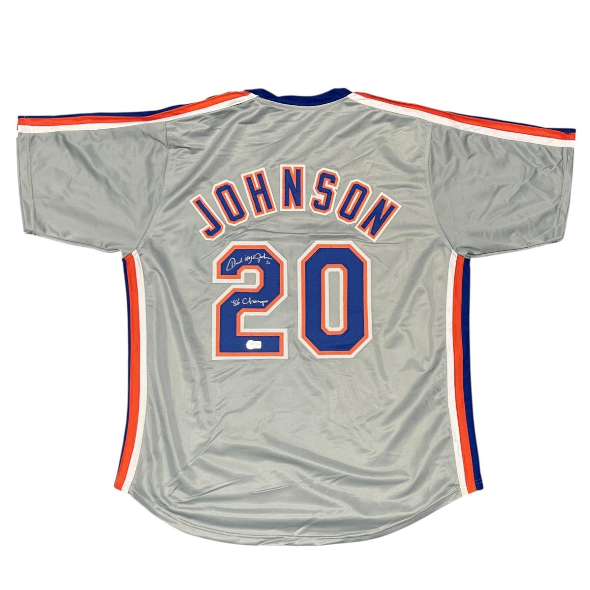 Howard "Hojo" Johnson Signed Mets Custom Jersey w/ 86 Champs Beckett Wit BAS COA-Powers Sports Memorabilia