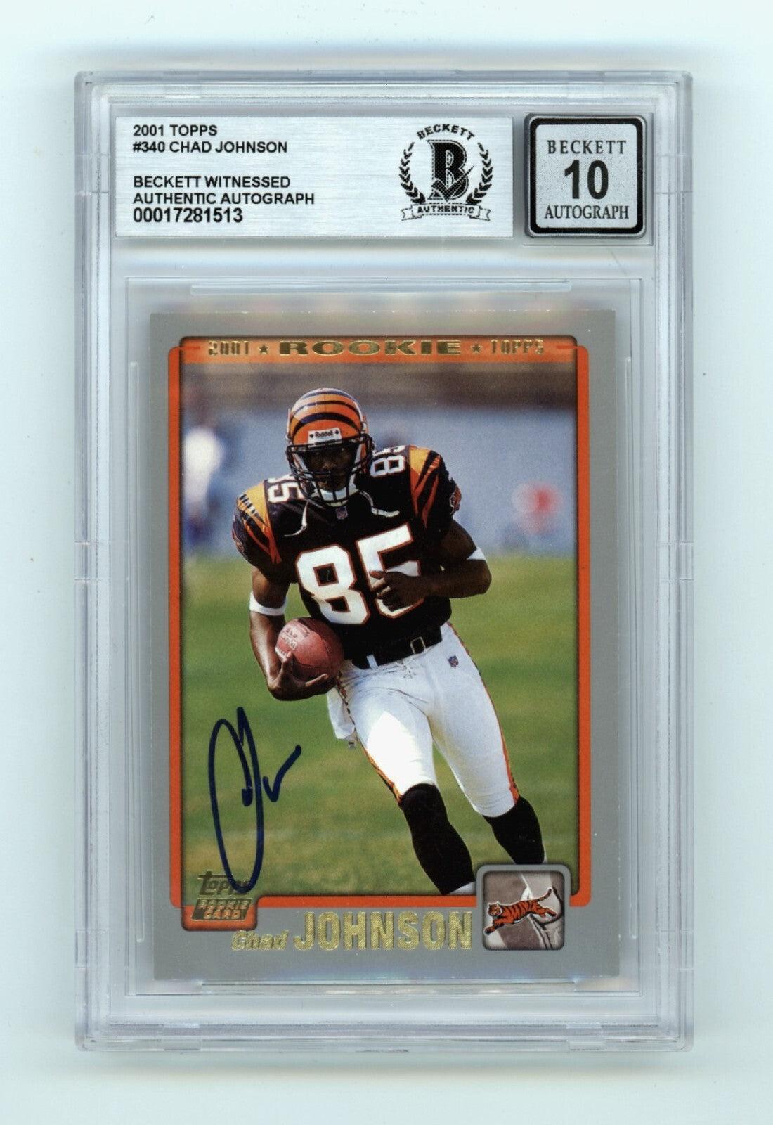 Chad Johnson 2001 Topps #340 Rookie RC Signed Beckett BGS 10 Auto Bengals-Powers Sports Memorabilia