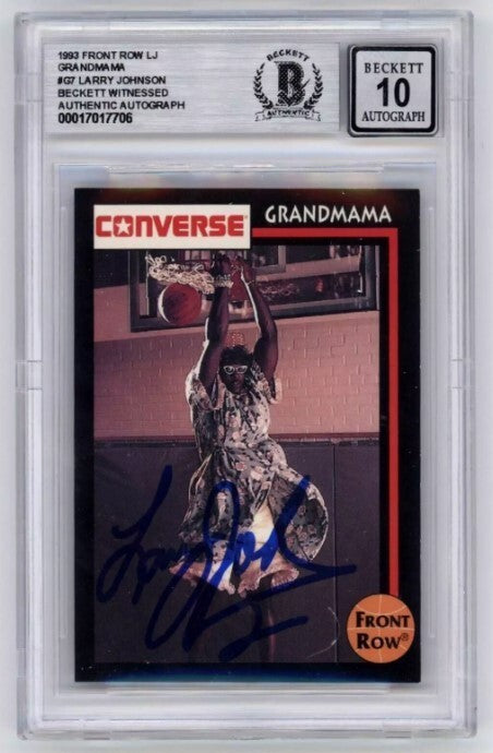 Larry Johnson 1993 Front Row #G7 Grandmama Converse Signed Beckett BGS 10 Auto-Powers Sports Memorabilia