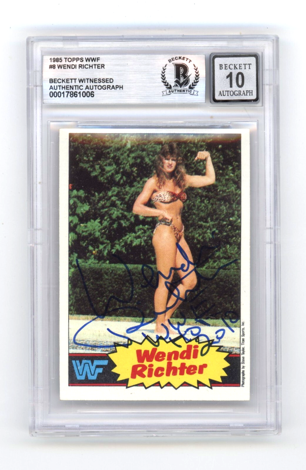 Wendi Richter 1985 Topps WWF #8 RC Signed w/ WWF HOF 2010 Beckett BGS 10 Auto-Powers Sports Memorabilia