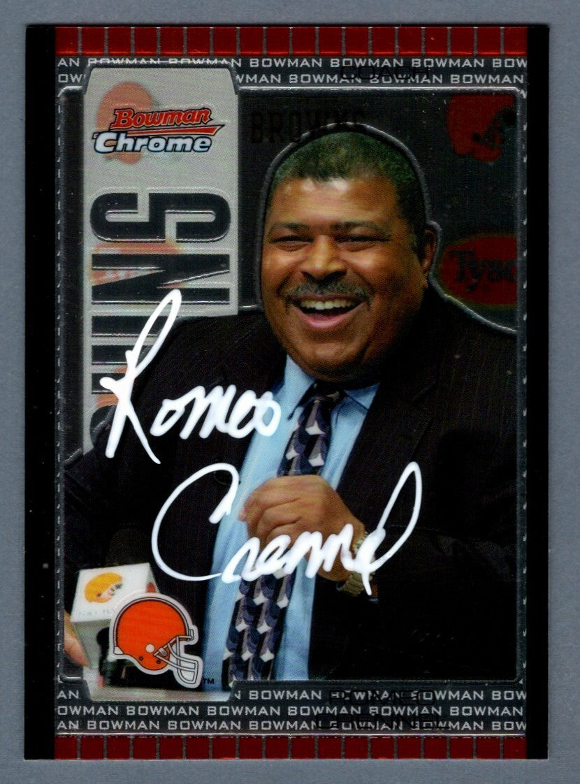 Romeo Crennel Signed 2005 Bowman Chrome Football RC 57 LSCM COA Cleveland Browns-Powers Sports Memorabilia