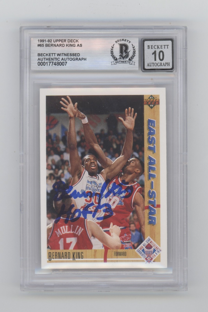 Bernard King 1991-92 Upper Deck #65 All Star Signed w/HOF 13 Beckett BGS 10 Auto-Powers Sports Memorabilia