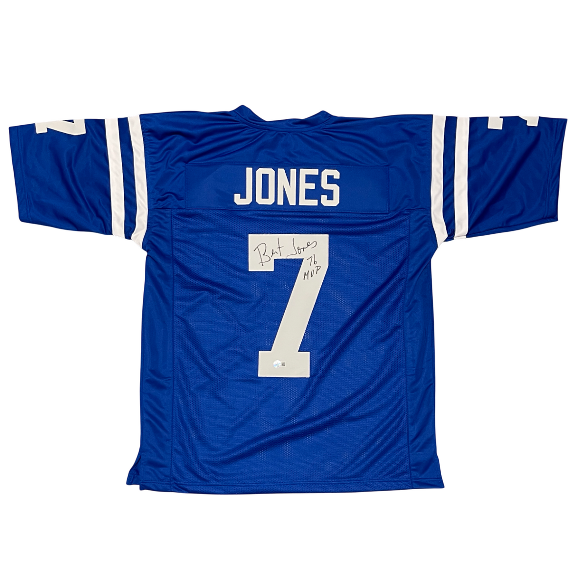 Bert Jones Signed Custom Jersey w/ 76 MVP Beckett Witness Authenticated-Powers Sports Memorabilia
